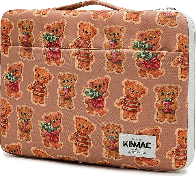 Kinmac Bear Pattern 360° Protective Water Resistant Laptop Case Bag Sleeve with Handle for MacBook Pro 14 inch and 14 inch-14.4 inch Laptop