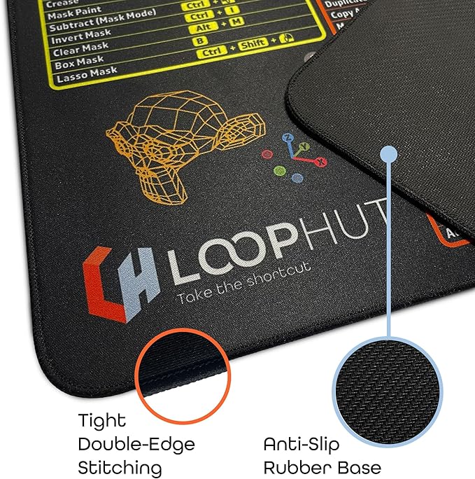 Blender 3D Shortcut Keys Mousepad Extra Large Desk Mat | 31.5x11.8in XL | Non-Slip Rubber Base | Durable Stitched Edge