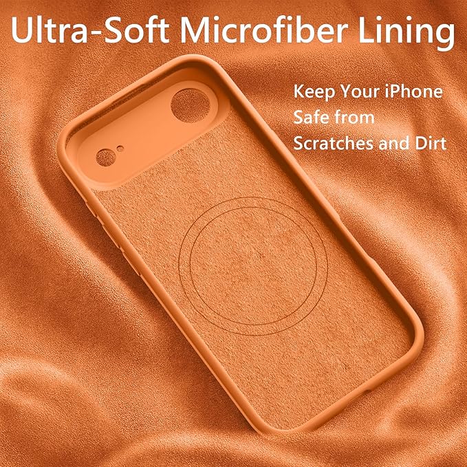FireNova Magnetic for iPhone Air Case, Compatible with MagSafe, [Integrated Silicone Camera Control Button] [Camera Protection] Microfiber Lining Phone Case for iPhone 17 Air, 6.5", Orange
