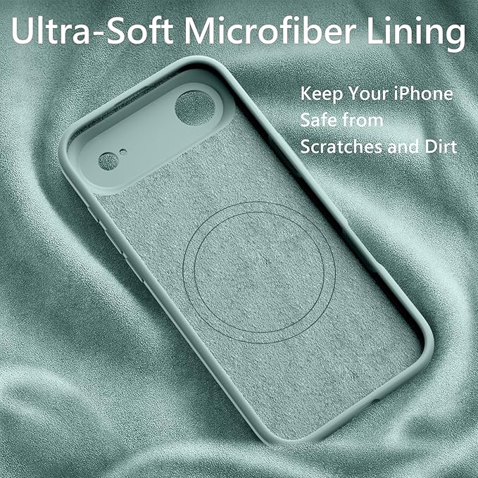 FireNova Magnetic for iPhone Air Case, Compatible with MagSafe, [Integrated Silicone Camera Control Button] [Camera Protection] Microfiber Lining Phone Case for iPhone 17 Air, 6.5", Mint Green