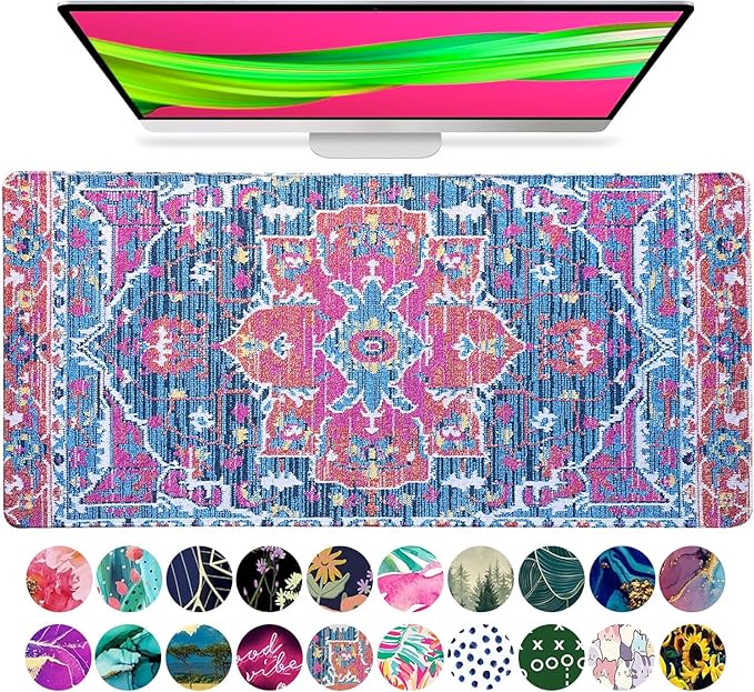 French KOKO Large Mouse Pad, Desk Mat, Keyboard Pad, Desktop Home Office School Essentials College Cute Decor Big Extended Laptop Protector Computer Accessories Pretty Mousepad Women Girls XL