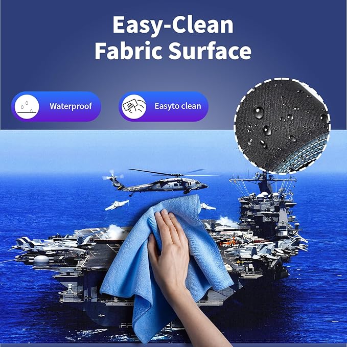Extra Large Gaming & Office Mouse Pad (31.5" x 11.8") – Aircraft Carrier & Fighter Jet Group & Helicopter, US Navy Premium XXL Desk Mat with Durable Stitched Edges & Anti-Slip Rubber Base