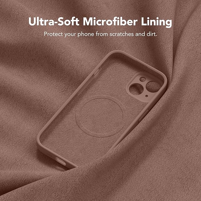 Magnetic for iPhone 14 Case, Compatible with MagSafe, [Full Camera Protection][Screen Protector] Silicone Shockproof Protective Phone Case for iPhone 14 6.1 inch, Brown