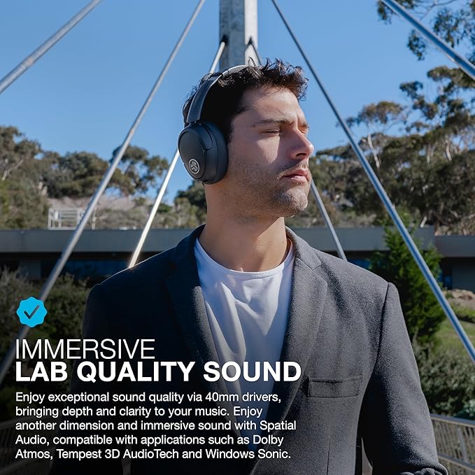 JLab JBuds Lux ANC Wireless Bluetooth Headphones & Audio Bundles, Hybrid Active Noise Cancelling, Premium Over-Ear Headset with Optional True Wireless Earbuds
