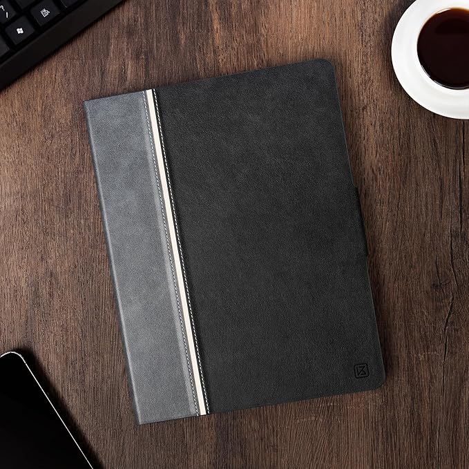 KingBlanc Case for iPad Pro 11 inch (M5 2025/M4 2024) with Pencil Holder, Vegan Leather Smart Stand Cover, Auto Sleep Wake, Support Pencil Pro/(USB-C), Viewing/Typing Angle, Durable Protection, Black