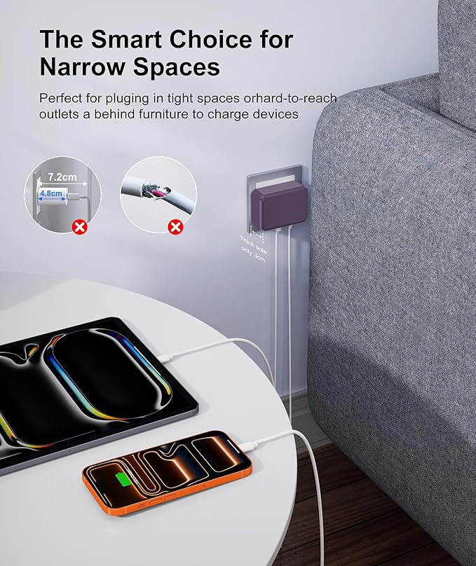 Fast Charger Block, GaN 6 Port USB C Charging Station Hub Cube, 100W Multiport Type C Wall Charger Power Strip Plug with PD 3.0+QC for iPhone 16 15 14 13 12 1 Pro Max XR XS 8 7, Samsung, iPad, Table