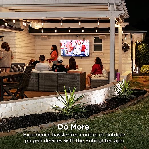 Enbrighten Vibe Outdoor Dual‑Outlet Wi‑Fi Matter Smart Plug, 2.4GHz, No Hub Required, Compatible with Alexa, Google Assistant and Apple HomeKit, Dual Grounded Plug‑in Outlets, 81912-TS1
