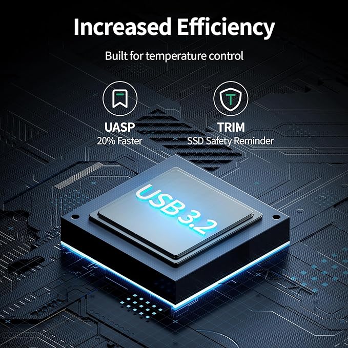 SUIDEK NVMe SSD Enclosure, 10Gbps USB to M.2 and SATA Adapter Tool Free PCIe NVMe External Hard Drive Reader Compatible with M.2(M Key&M+B Key) Any Sizes and 2.5"/3.5" SATA SSD/HDD