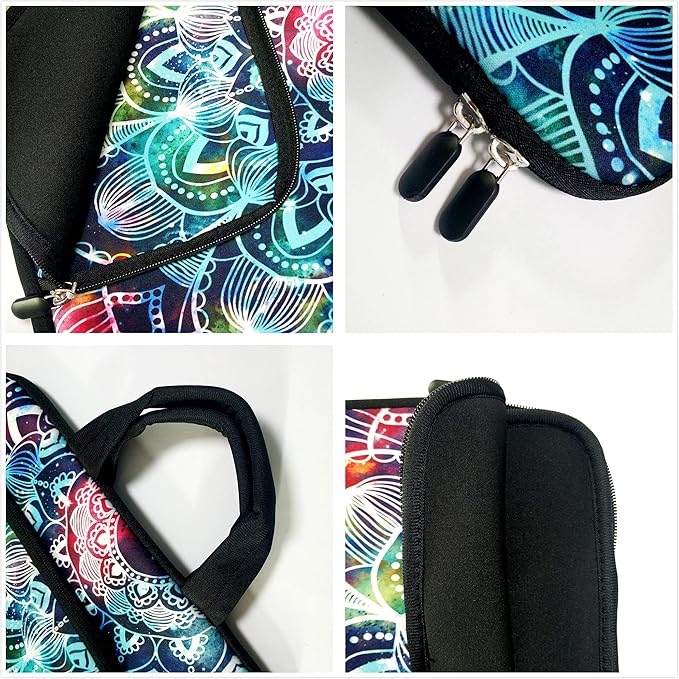 11 11.6 12 12.1 12.5 inches Laptop Sleeve Chromebook Case Ultrabook Case Notebook Sleeve PC Messenger Bag Tablet Case Neoprene Handle Sleeve for Adult Men Women, Two Pockets (Mandala)