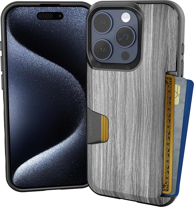 Smartish® iPhone 15 Wallet Case - Wallet Slayer Vol. 1 [Slim + Protective] Credit Card Holder - Drop Tested Hidden Credit Card Slot Cover for Apple iPhone 15 - Graspin' Aspen