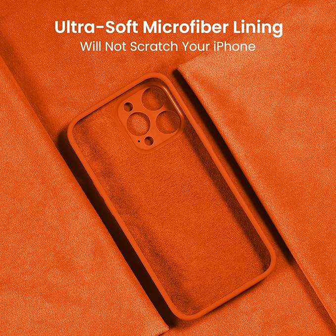 FireNova Designed for iPhone 15 Pro Case, Silicone Upgraded [Camera Protection] Phone Case with [2 Screen Protectors], Soft Anti-Scratch Microfiber Lining Inside, 6.1 inch, Neon Orange