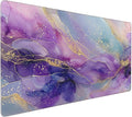 Large Mouse Pad, Purple Pink Marble Pattern with Gold Accents, 35.4 x 15.7 Inches, Rubber Base, Rectangular, Gaming