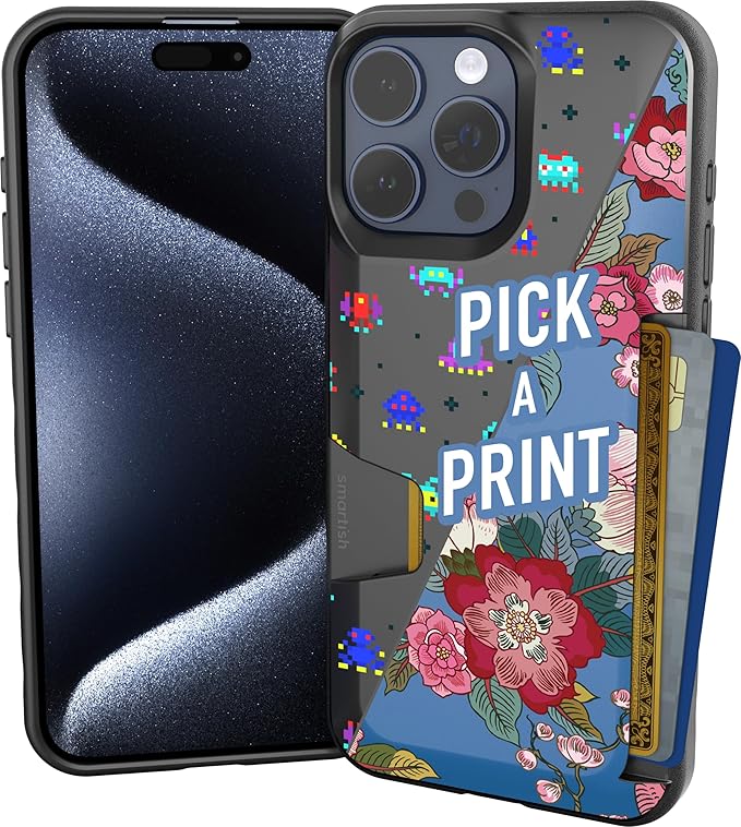 Smartish® iPhone 15 Pro Max Wallet Case - Wallet Slayer Vol. 1 [Slim + Protective] Credit Card Holder - Drop Tested Hidden Credit Card Slot Cover for Apple iPhone 15 Pro Max - Custom Prints