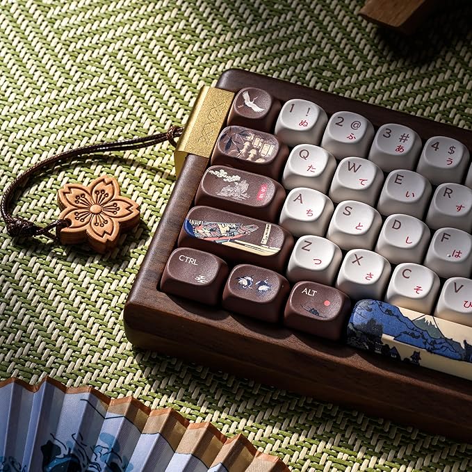 XVX MU68 FujiWave Mechanical Keyboard with Solid Wood Shell, 65% 68-Key Hot-Swap Keyboard with Pre-lubed Linear Switches, PBT 5-Side Dye-Sub MOA Keycaps, Tri-Mode Gasket Mount for Mac & Windows