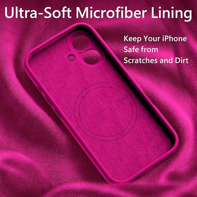 FireNova Magnetic for iPhone 17 Case, Compatible with MagSafe, [Integrated Silicone Camera Control Button] [Camera Protection] Anti-Scratch Microfiber Lining Phone Case, 6.3", Hot Pink
