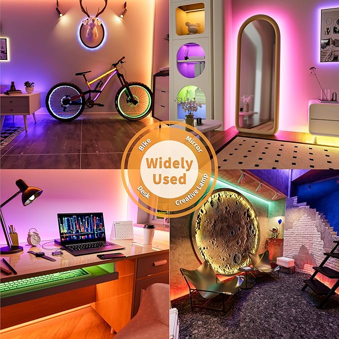 PAUTIX 5V USB RGB COB LED Strip Light 4.92ft/1.5m Color Changing Strip Lights,TV Backlight Multicolor Flexible Under Cabinet Tape Lights with Bluetooth Control for Bedroom,Kitchen,Home DIY Lighting