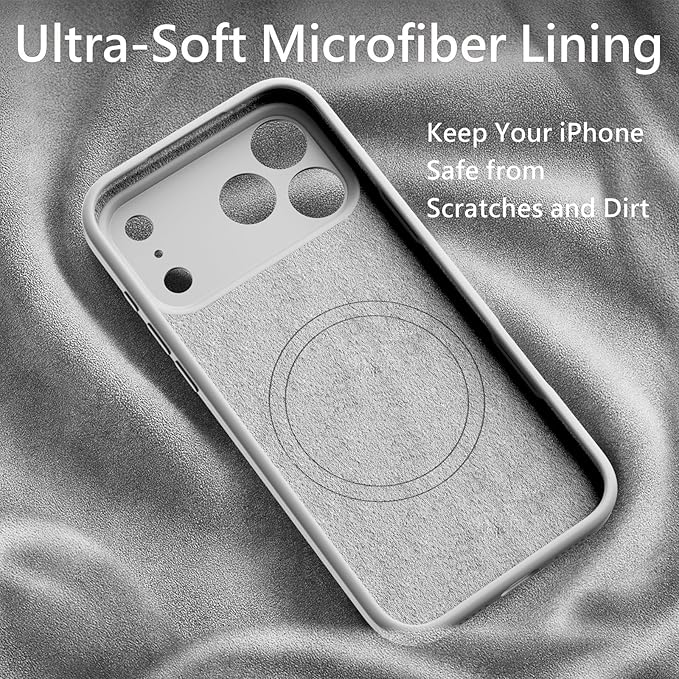 FireNova Magnetic for iPhone 17 Pro Max Case, Compatible with MagSafe, [Integrated Silicone Camera Control Button] [Camera Protection] Anti-Scratch Microfiber Lining Phone Case, 6.9", White