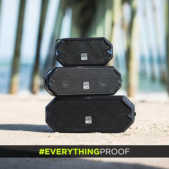 Altec Lansing - HydraMini Wireless Bluetooth Speaker, IP67 Waterproof USB C Rechargeable Battery with 6 Hours Playtime, Compact, Shockproof, Snowproof, Everything Proof (Black)