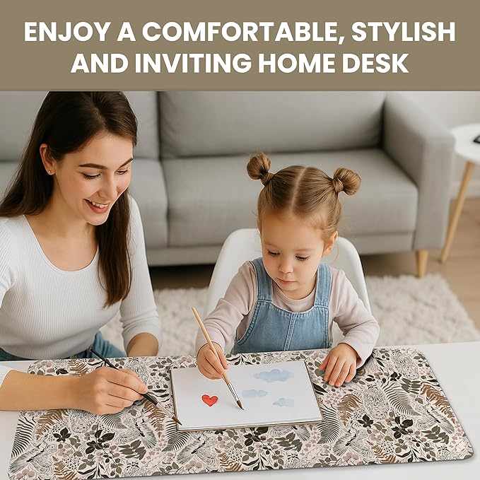 Large Mouse Pad for Desktop, Cute Desk Mat Pad Protector for Work & Gaming, Aesthetic Pretty Anti-Slip Laptop Blotter Cover for Office School Home Supplies, Magical Forest, 35.4" x 15.7"