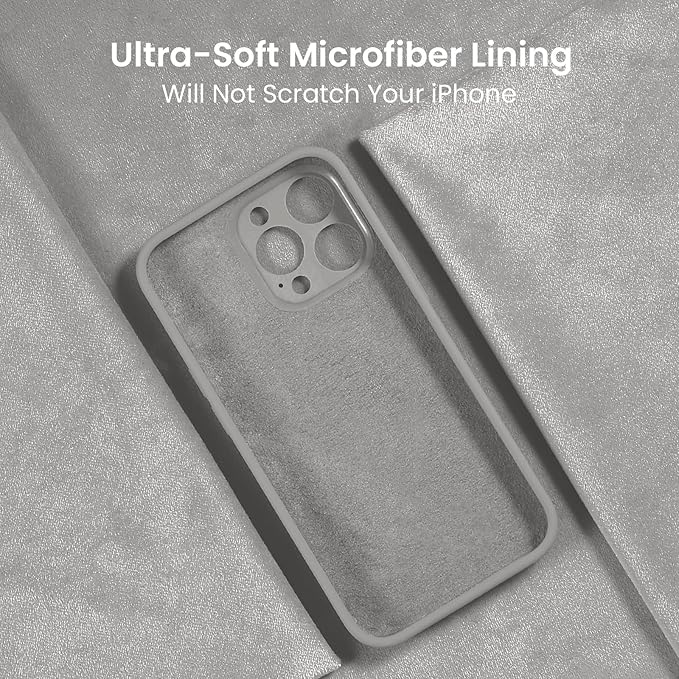 FireNova Designed for iPhone 16 Pro Max Case, Silicone Upgraded [Camera Protection] Phone Case, Soft Anti-Scratch Microfiber Lining Inside, 2024, Natural Titanium
