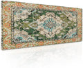 Vintage Rug Mouse Pad XL Green Orange Retro Carpet Aesthetic Extended Table Mat 80X30 cm Non-Slip Rubber Base Stitched Edge Large XL Mousepad for Desk Gaming Laptop Desk Top,31.5×11.8 Inch