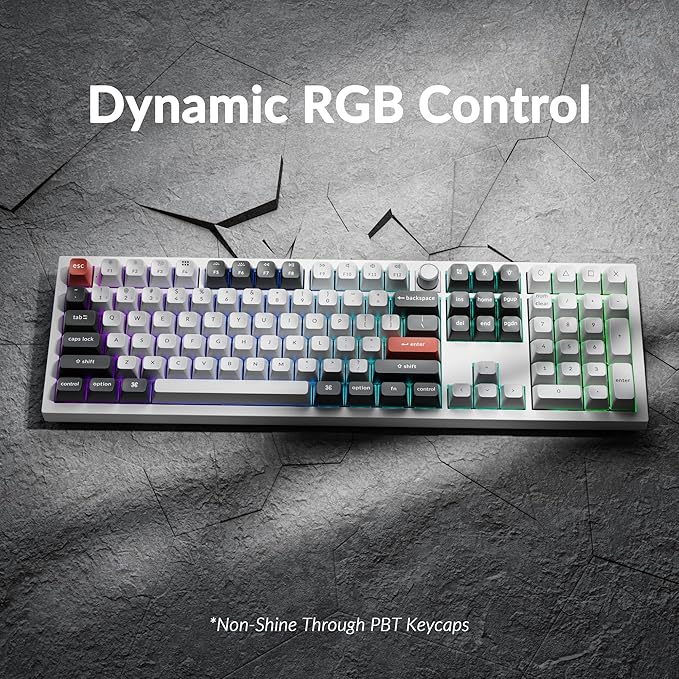 Keychron Q6 Ultra 8K Polling Rate Aluminum Wireless Mechanical Keyboard, 2.4 GHz/Bluetooth/Wired Full-Size Custom RGB, Hot-Swappable Silk POM Brown Switch for Mac Windows Linux - White