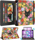 Kidcube for iPad Air 13 Inch Case (M3/M2)/for iPad Pro 12.9 Cases 6th/5th (2022/2021) - Women Girls Cute Rotating Stand Folio Cover with Pencil Holder & Card Slot Design Girly Kawaii Cat Flower Cover