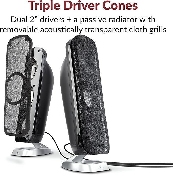 Cyber Acoustics CA-3908 2.1 Multimedia Speaker System with Subwoofer, 92 Watts Peak Power, Deep Bass, Perfect for Music, Movies, and Games on Desktops, Laptops, Consoles
