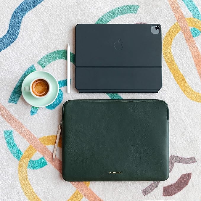Comfyable Tablet Sleeve Compatible with iPad Air 13 inch M4 2026, iPad Pro 13" M5 with Magic Keyboard & Pencil Holder - PU Leather Bag Slim Protective Cover Case - Midnight Green