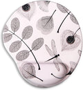 Ergonomic Mouse Pad with Wrist Support Cute Mouse pad with Wrist Rest,Comfortable Mouse Wrist Pad for Office Gaming Home Computers Laptop,Pain Relief with Non-Slip PU Base (Off-White Leaf)