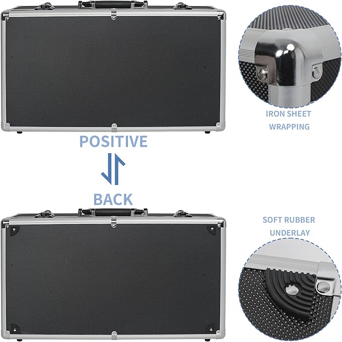 22 Inch Hard Carrying Case Ideal for Wireless Mic System Storage & Camera Gear Transportation, Aluminum Alloy Sturdy Build, Customizable Pre-Diced Foam, Black