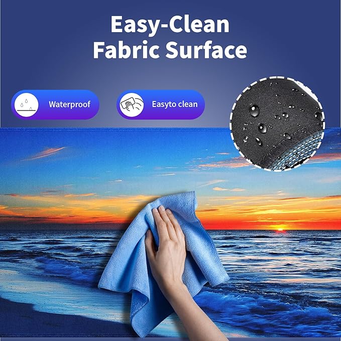Extra Large Gaming & Office Mouse Pad (31.5" x 11.8") with Durable Stitched Edges – Sunset Glow Over The Blue Ocean Wave Scene, Anti-Slip Base & Smooth Fabric Surface Extended XXL Desk Mat
