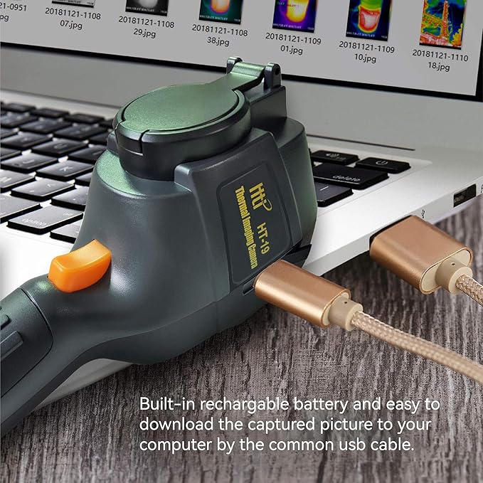 Higher Resolution 320 x 240 IR Infrared Thermal Imaging Camera. Model HTI-19 with Improved 300,000 Pixels, Sharp 3.2in Color Display Screen, Battery Included. Lightweight Comfortable Grip.