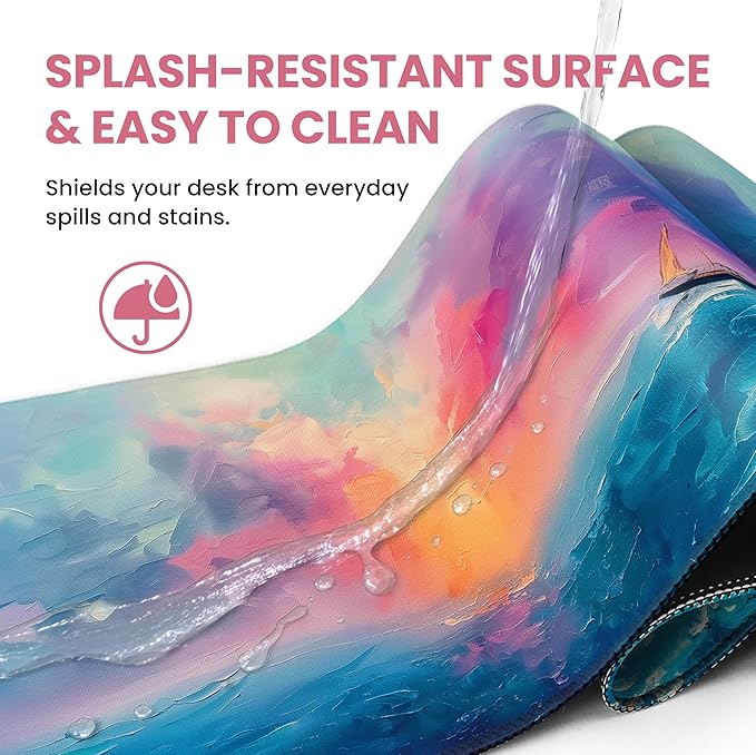 Large Mouse Pad for Desktop, Cute Desk Mat Pad Protector for Work & Gaming, Aesthetic Pretty Anti-Slip Laptop Blotter Cover for Office School Home Supplies, Sunset, 31.5" x 11.8"