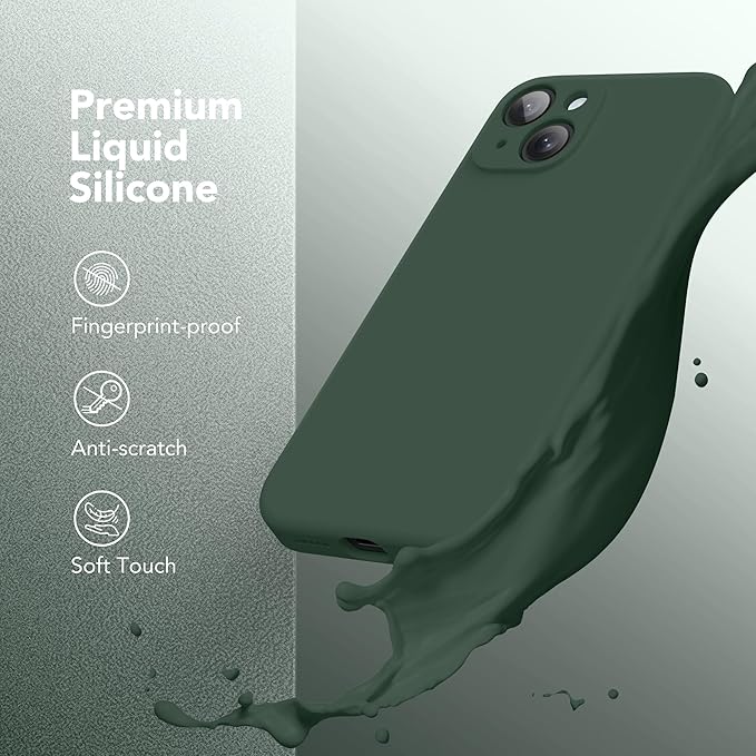 Magnetic for iPhone 14 Case, Compatible with MagSafe, [Full Camera Protection][Screen Protector] Silicone Shockproof Protective Phone Case for iPhone 14 6.1 inch, Alpine Green