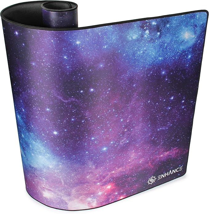 ENHANCE XXXL Gaming Computer Desk Mat - 3XL Large Mouse Mat (48x24 Mouse Pad) Cushion Padding for Office Desk, Extended Table Mousepad with Smooth Tracking Surface and Non-Slip Rubber Grip - Galaxy