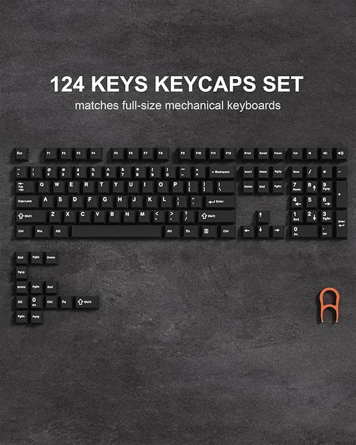 Womier Double Shot PBT Keycaps Set 138 Keys, Cherry Profile Custom Keycaps 60 65 75 100 Percent for 61/64/68/84/87/100/104/108 Retro Gaming Mechanical Keyboard, Black