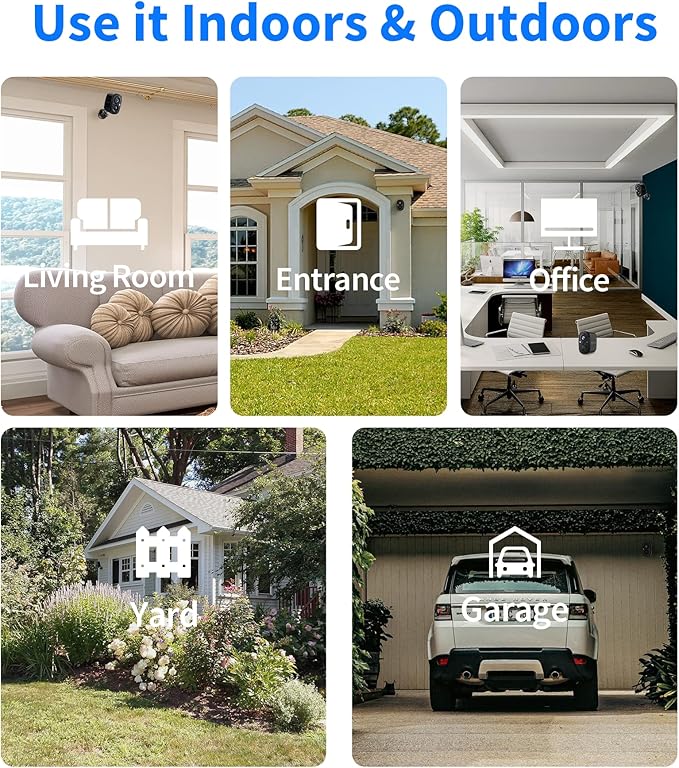 2K Wireless Security Cameras - Outdoor WiFi Security Cameras Color Night Vision, AI/PIR Detection, 2-Way Talk, Cloud/SD, Weatherproof, Battery Powered Outdoor Cameras (Black1)