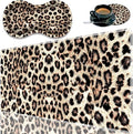 Durable Desk Mat + Wrist Rest Pad + Coasters Set, Large Gaming Office Mouse Pad 31.5 "x 11.8", Extended Non-Slip Rubber Keyboard Pad, Laptop & Home, Leopard Print Pattern