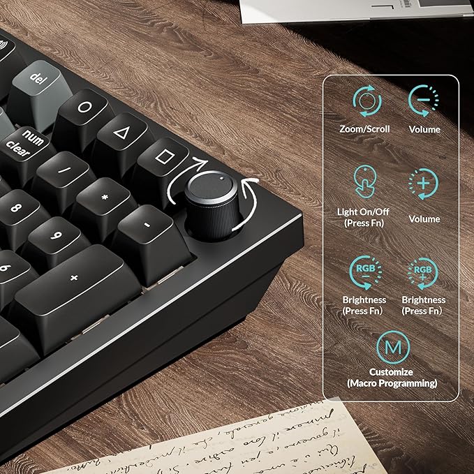 Keychron Q5 Ultra 8K Wireless Custom Mechanical Keyboard 2.4 GHz & Bluetooth 660Hr Battery Aluminum Body ZMK Launcher with Hot-swappable Banana Switches PBT Keycaps for Mac Windows Linux - Black