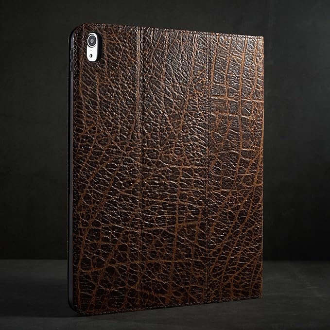 Gexmil Genuine Leather Case for iPad mini 7 (A17 Pro) 2024,iPad mini 6 Generation 8.3 Inch Case 2021, Anti Fingerprint/Slip,Cowhide Folio Cover Auto Sleep/Wake with Adjustable Stand,Buffalo Pattern