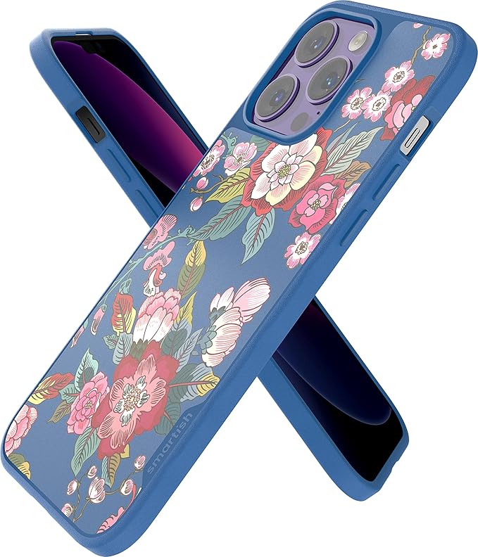 Smartish® iPhone 14 Pro Max Slim Case - Gripmunk Compatible with MagSafe [Lightweight + Protective] Thin Grip Cover with Microfiber Lining - Flirty Flowers