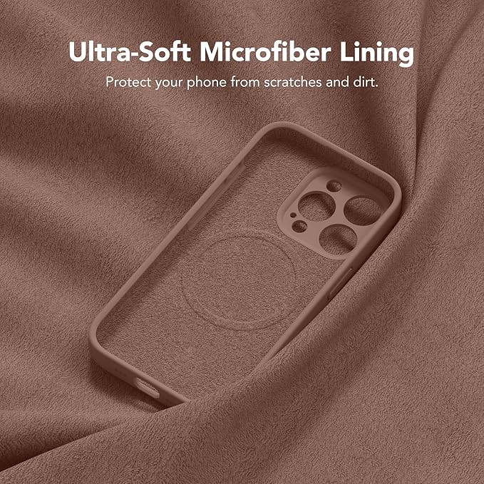 Magnetic for iPhone 15 Pro Max Case, Compatible with MagSafe, [Full Camera Protection][Screen Protector] Silicone Shockproof Protective Phone Case for iPhone 15 Pro Max 6.7", Brown