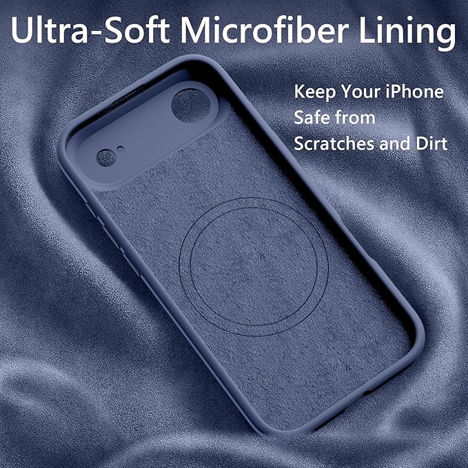 FireNova Magnetic for iPhone Air Case, Compatible with MagSafe, [Integrated Silicone Camera Control Button] [Camera Protection] Microfiber Lining Phone Case for iPhone 17 Air, 6.5", Lavender Gray
