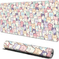 Cute Colorful Cats Large Gaming Mouse Pad for Desk,XL Big Mouse Pad Gaming Mat,Mousepad Desk Pad with Non-Slip Base and Stitched Edges,Keyboard Mouse Mat for Home Office Work,31.5 x 11.8 in