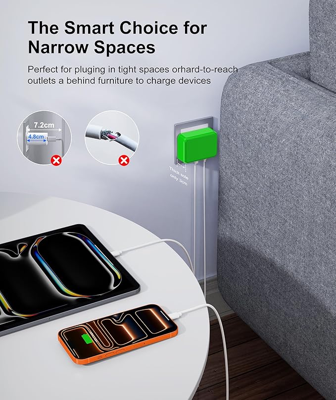 Fast Charger Block, GaN 6 Port USB C Charging Station Hub Cube, 100W Multiport Type C Wall Charger Power Strip Plug with PD 3.0+QC for iPhone 16 Pro Max 15 14 13 12 11 XR XS 8 7, Samsung, iPad, Table