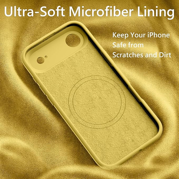 FireNova Magnetic for iPhone Air Case, Compatible with MagSafe, [Integrated Silicone Camera Control Button] [Camera Protection] Microfiber Lining Phone Case for iPhone 17 Air, 6.5", Yellow