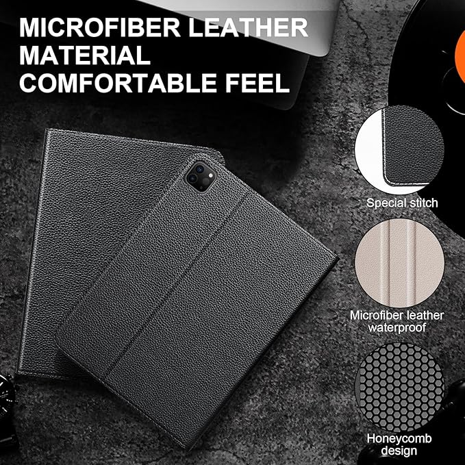 for iPad Pro 11 inch Case 4th/3rd/2nd/1st Gen (2022-2018), Slim [Leather Feel] Protective Cover, Multi-Angle Stand & Auto Sleep/Wake Smart Folio, Black