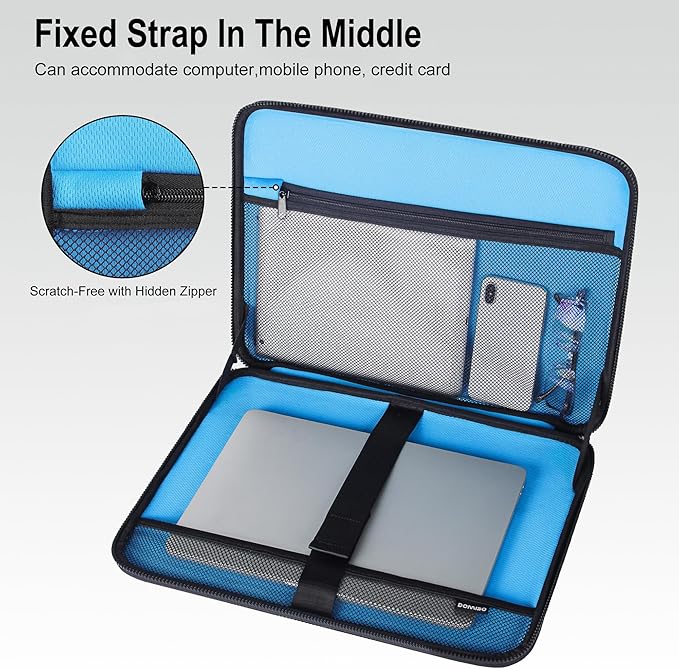 DOMISO 17-17.3 Inch Laptop Hard Case with Strap, Waterproof Shockproof Hard Shell Protective Laptop Sleeve with Handle for Dell XPS 17/Lenovo IdeaPad/Acer Aspire/HP Envy 17/LG gram 17, Black