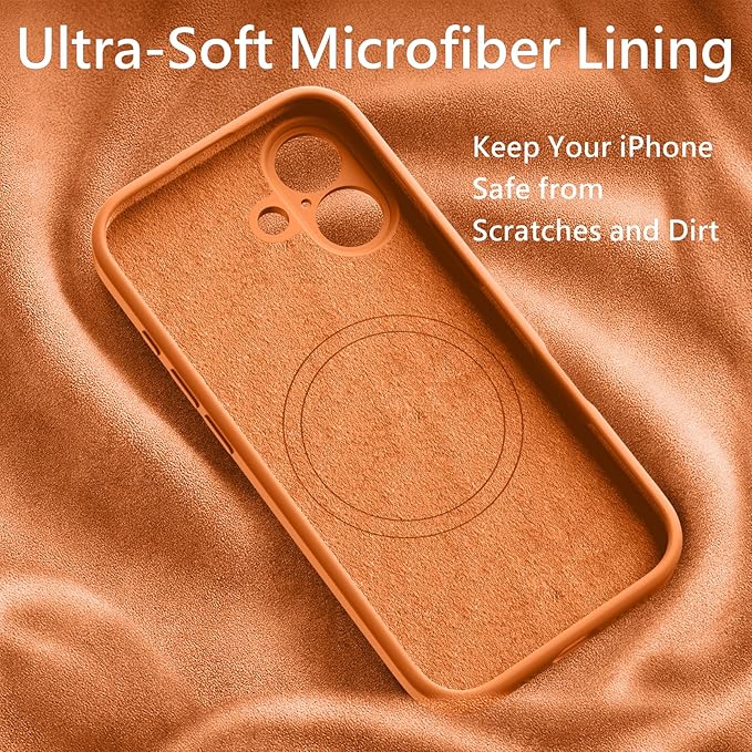 FireNova Magnetic for iPhone 17 Case, Compatible with MagSafe, [Integrated Silicone Camera Control Button] [Camera Protection] Anti-Scratch Microfiber Lining Phone Case, 6.3", Orange